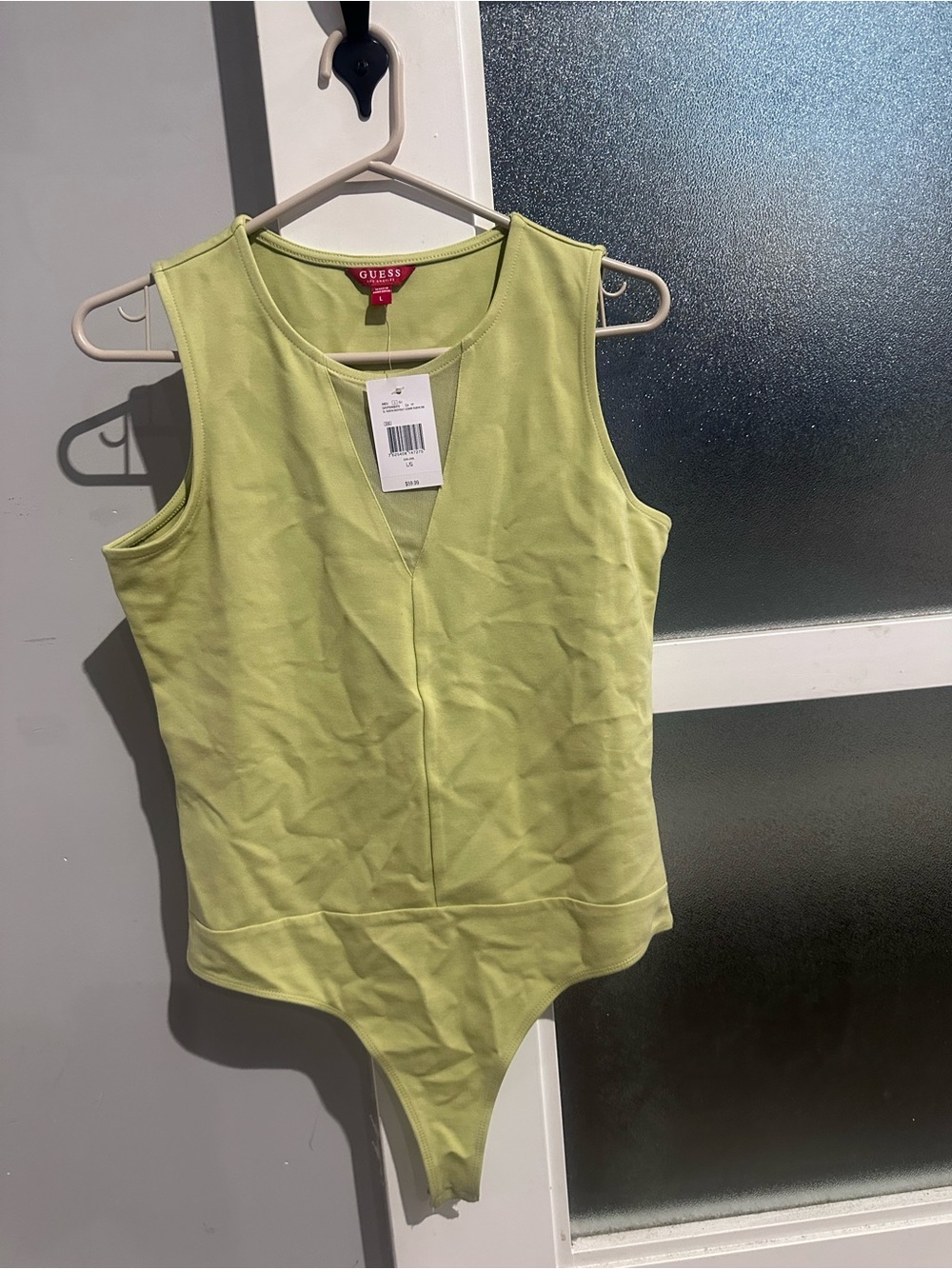 GUESS Lime Green Sleeveless V-Neck Bodysuit